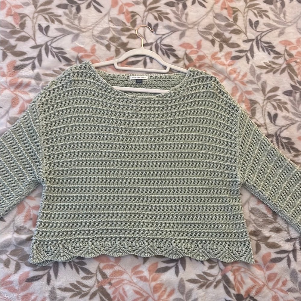American Eagle Outfitters Green Chunky Knit Crew Neck Sweater